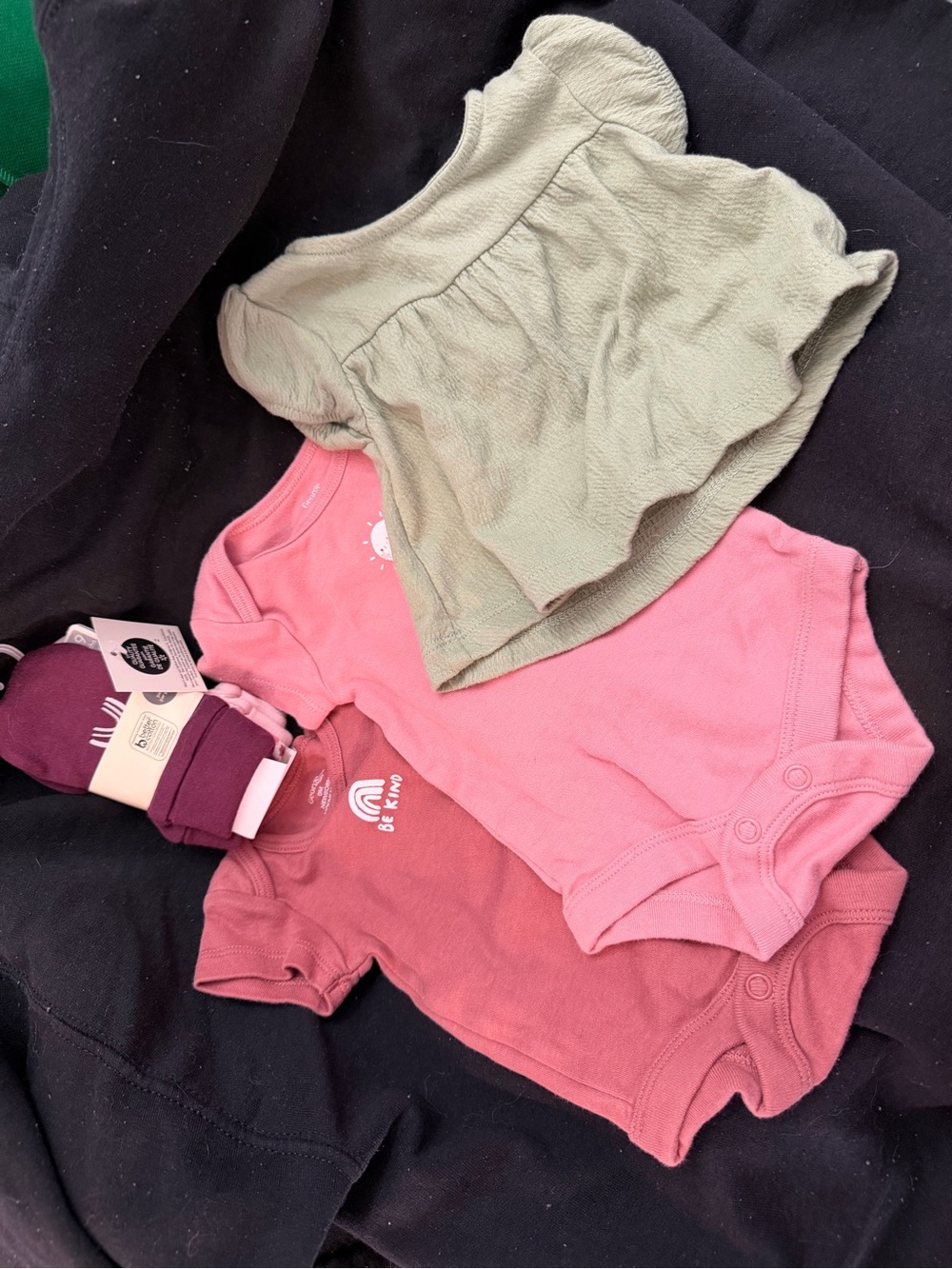 Newborn Carter's Pink, Sage & Berry Baby Onesie Set with Baby Mitts